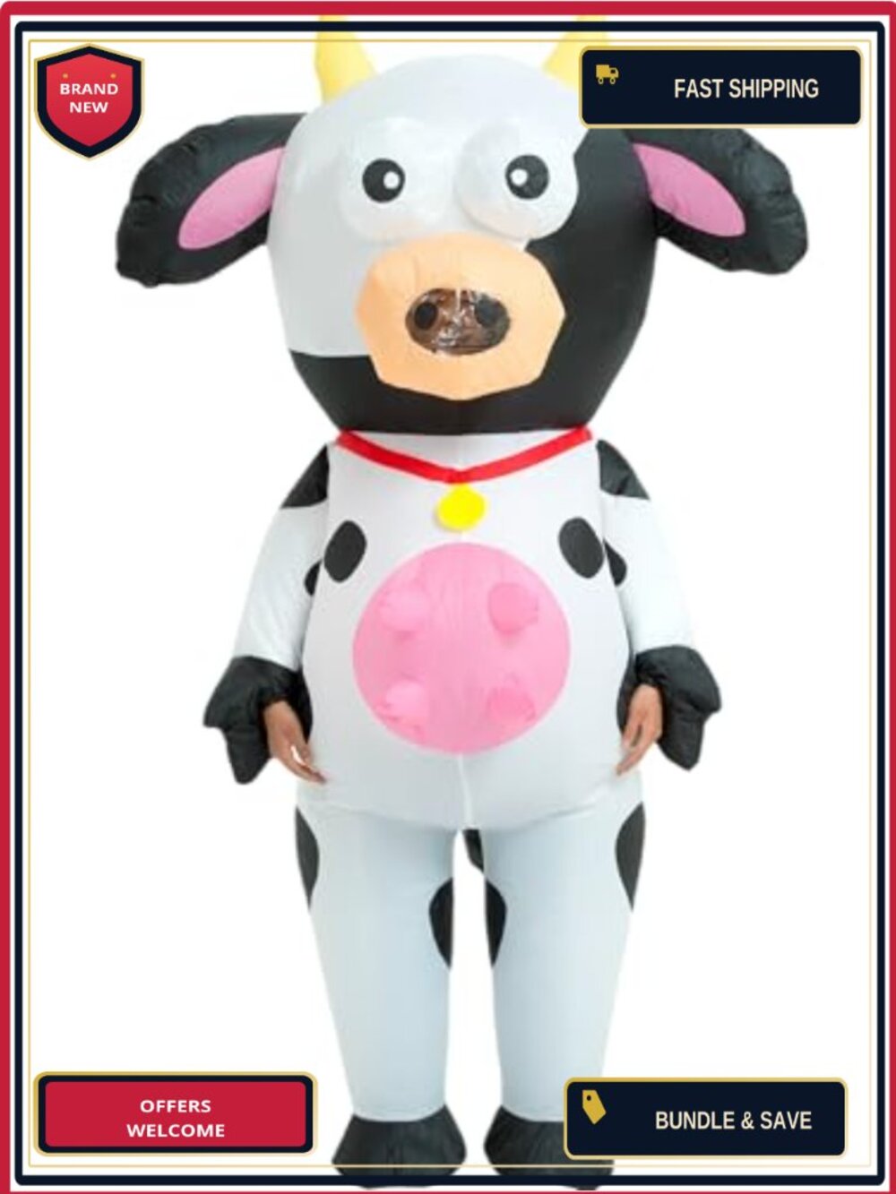 Inflatable Cow Costume Adult Blow Up Full Body Farm Animal Suit